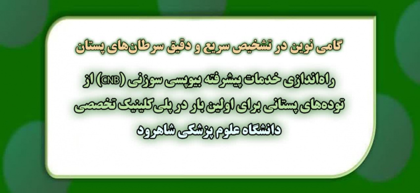 راهاندازی خدمات پیشرفته بیوپسی سوزنی (CNB) از تودههای پستانی برای اولین بار در پلیکلینیک تخصصی دانشگاه علوم پزشکی شاهرود